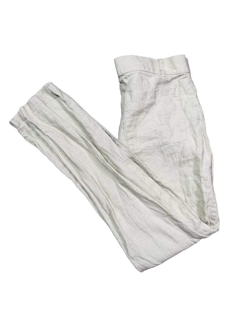 Alex Crane Cham Pants Mens 30 Bone 100% Linen Slim Straight Casual Trousers